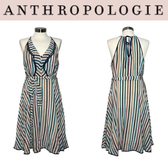 Anthropologie Dresses & Skirts - ANTHROPOLOGIE GIRLS FROM SAVOY GULL WING STRIPED SLEEVELESS SILK DRESS